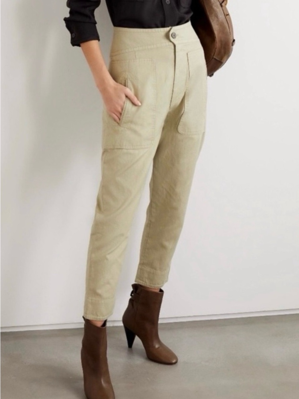Isabel Marant Beige Cropped High-Rise Pants